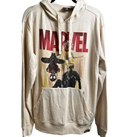 NWT Marvel Unisex Cream Color Graphic Hoodie - Size Medium - Picture 1 of 6